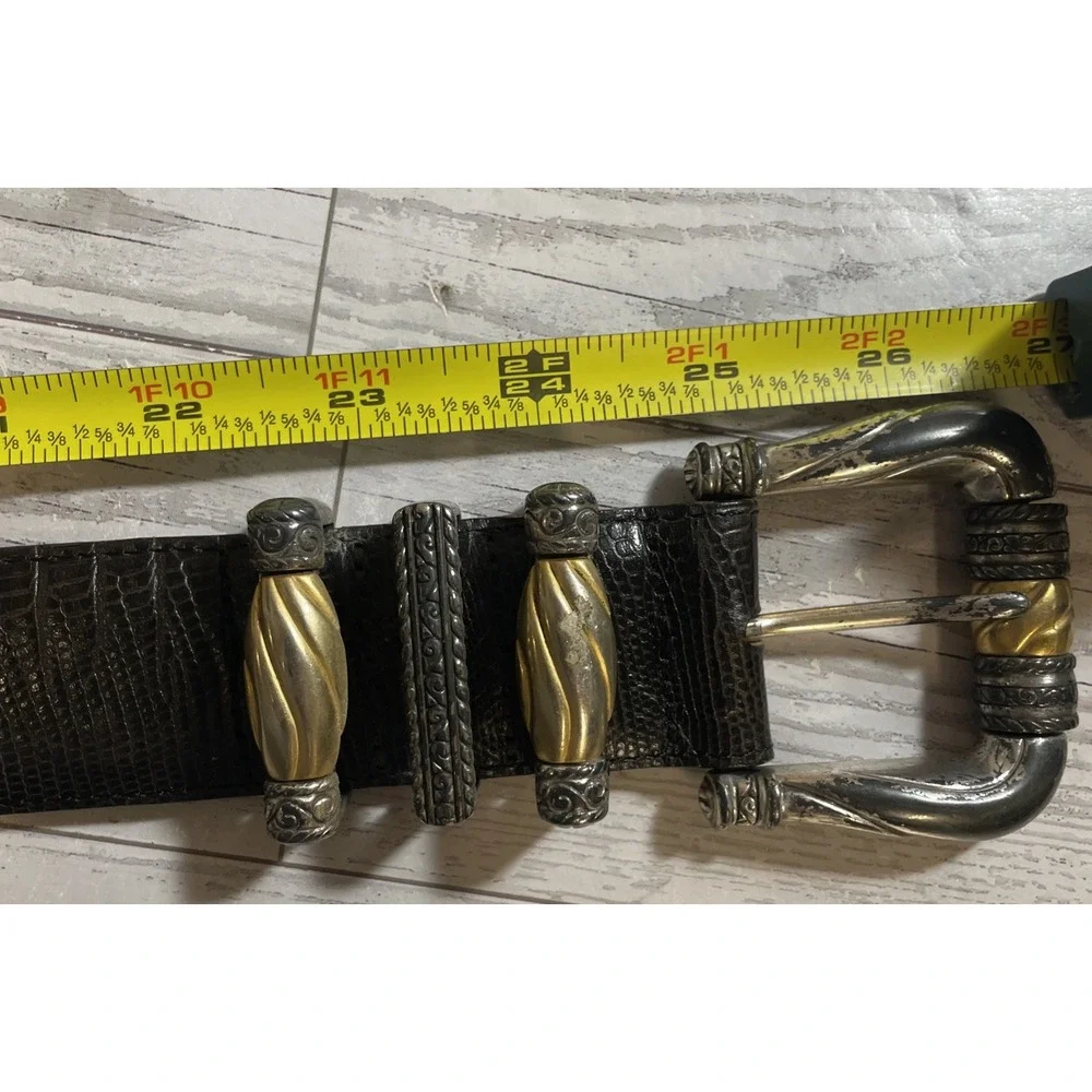 Brighton Vintage‎ 1998 Brown Croc Print Leather Belt Women's Size Small